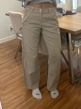 Garage Wide Leg Cargo Pants in Beige